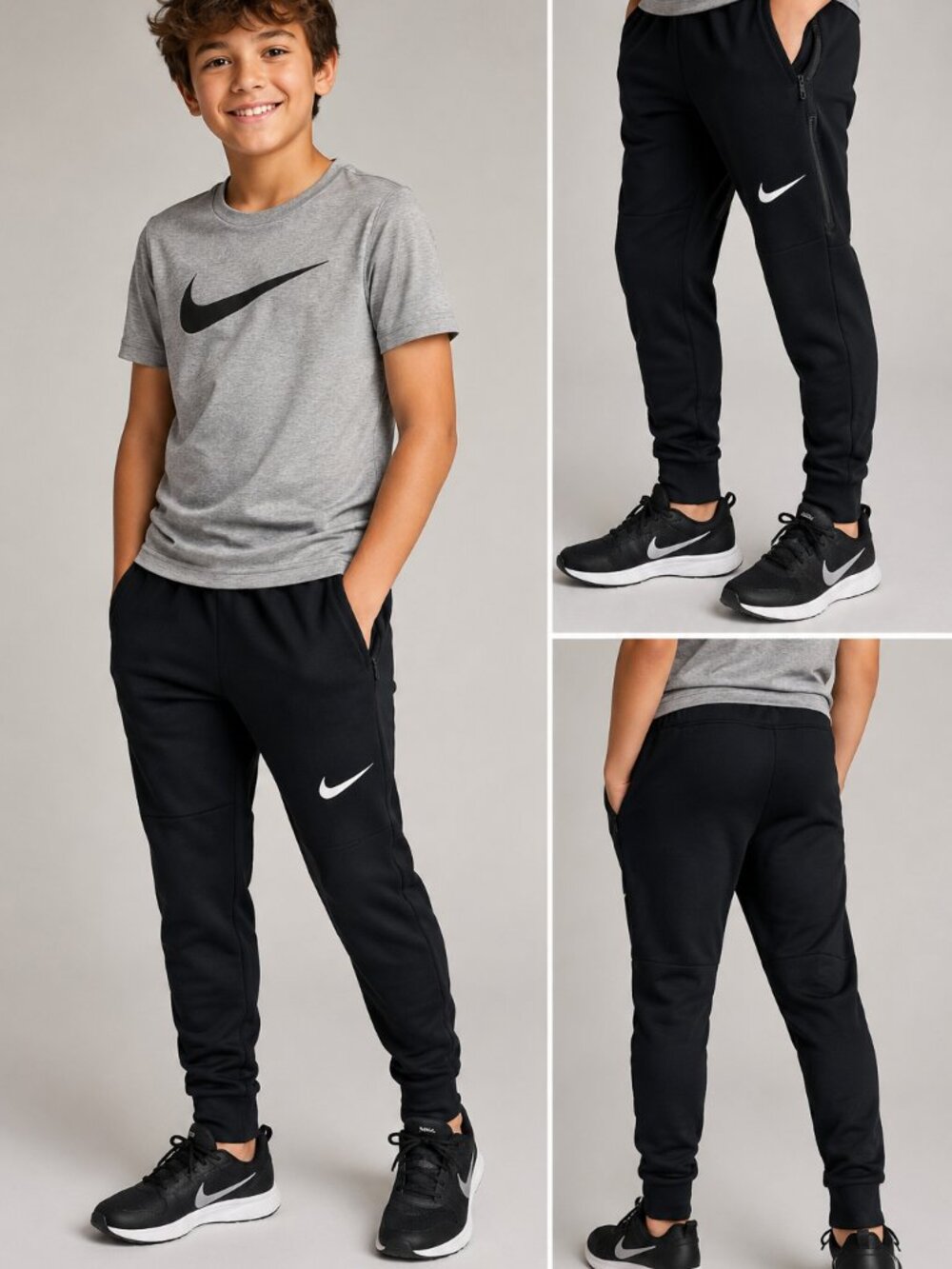 Nike Dri-FIT Youth Boys Black Tapered Training Pants Joggers Size M